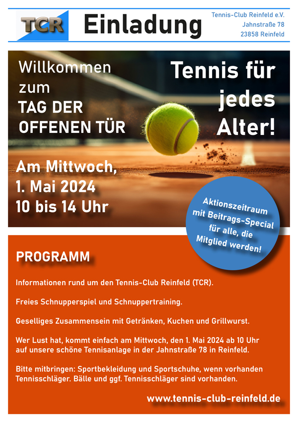 Flyer Tag der offenen Tür 2024 Tennisverein Reinfeld